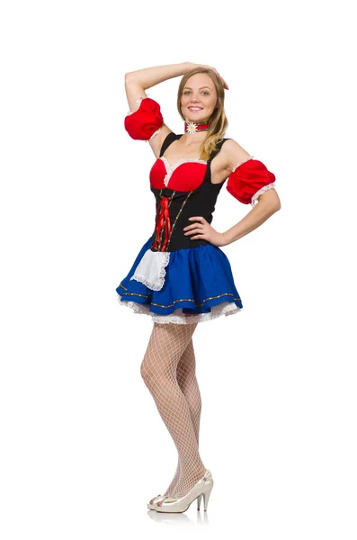 Vrouw in Oktoberfest concept op wit — Stockfoto