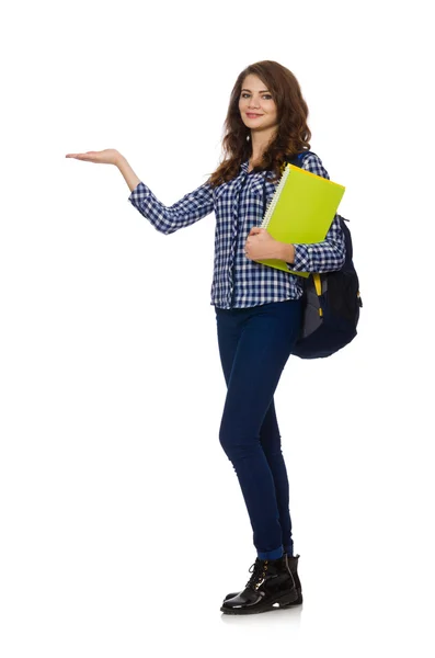 Joven estudiante aislado en blanco — Foto de Stock