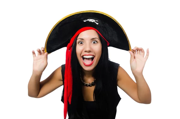 Woman pirate isolated on white — Stock Photo, Image