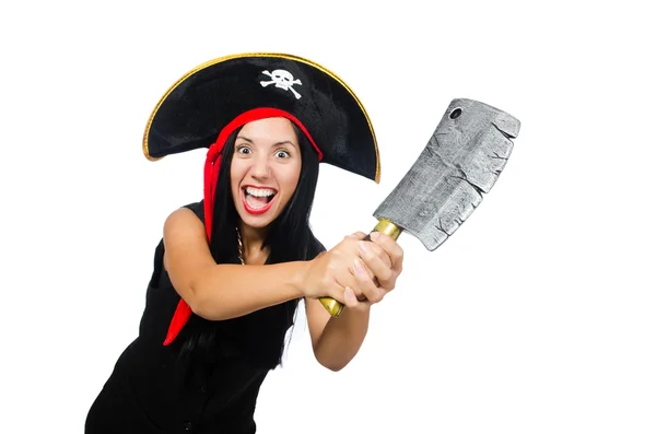 Woman pirate isolated on white — Stock Photo, Image