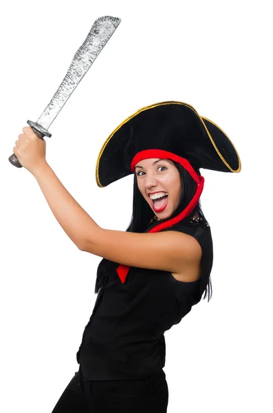 Woman pirate isolated on white — Stock Photo, Image