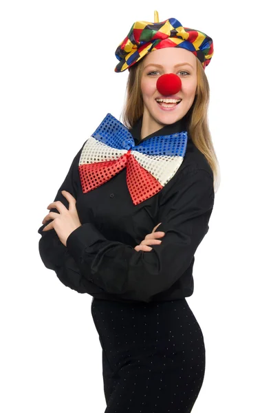 Buffo clown isolato su bianco — Foto Stock