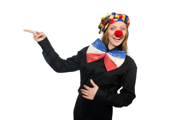 Lustiger Clown isoliert auf weiß — Stockfoto