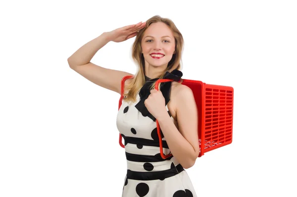 Mulher em supermercado conceito de compras — Fotografia de Stock