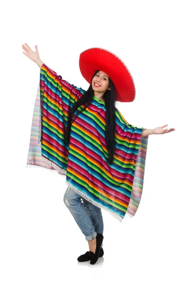 Mexicaanse vrouw in grappige concept op wit — Stockfoto