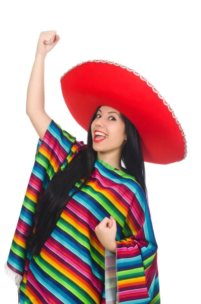 Mujer mexicana en concepto divertido en blanco — Foto de Stock