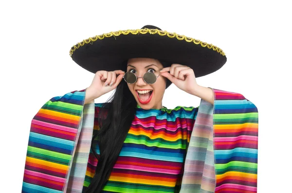 Mujer mexicana en concepto divertido en blanco — Foto de Stock