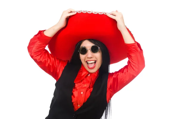 Mexican woman in funny concept on white — Stock Photo, Image