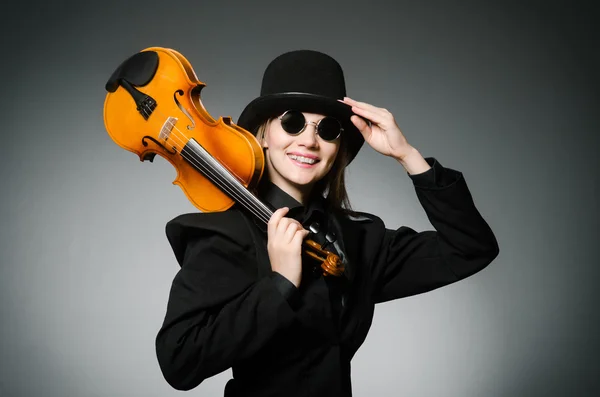 Woman playing classical violin in music concept — Stock Photo, Image