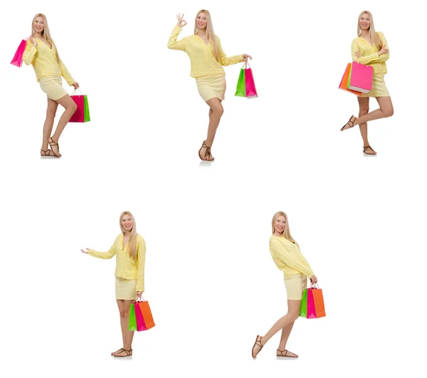 Collage de mujer con bolsas de compras —  Fotos de Stock