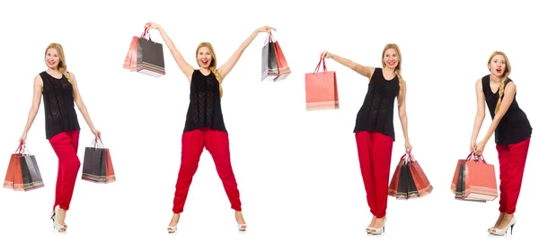 Set of woman with shopping bags on white — Stock Photo, Image