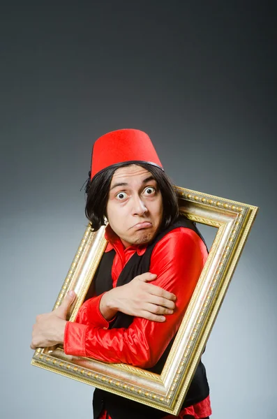 Man wearing red fez hat — Stock Photo, Image