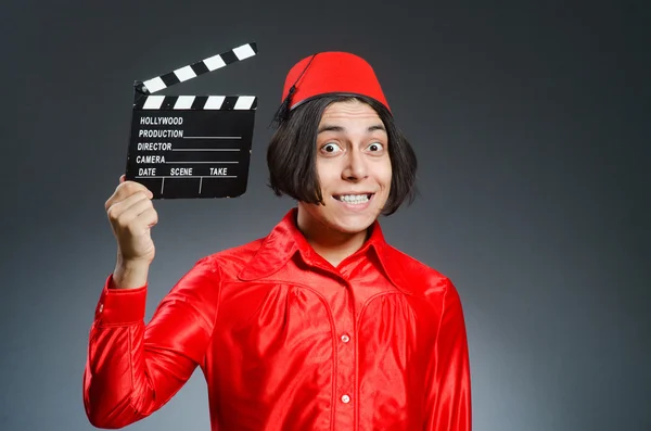 Homem usando chapéu vermelho fez — Fotografia de Stock