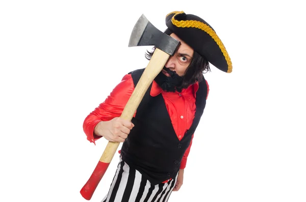 Pirata engraçado isolado no branco — Fotografia de Stock