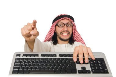 Beyaz bilgisayarlı Arap işadamı