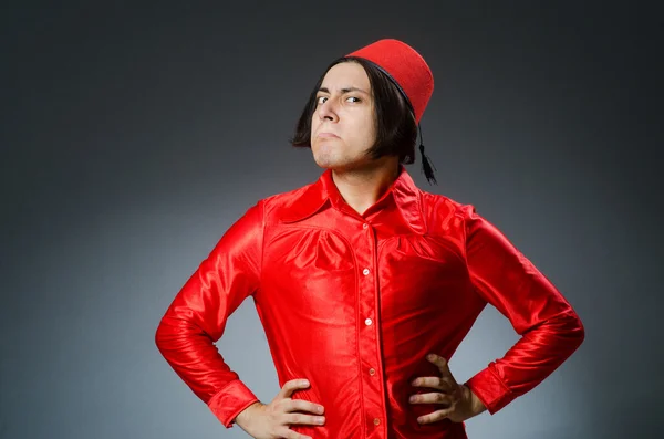 Man wearing red fez hat — Stock Photo, Image