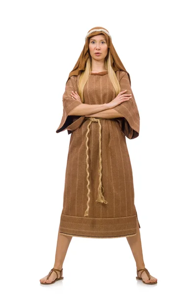 白地に中世のアラブ服を着た女性 — ストック写真