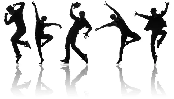 춤 개념에 있어서 춤추는 무용수들의 실루엣 — 스톡 사진