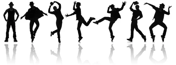 Silhouette di ballerini nel concetto di danza — Foto Stock