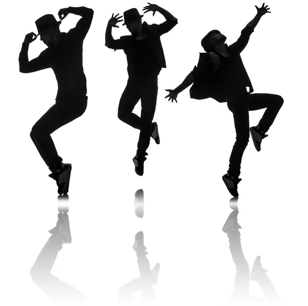 Silhouettes of dancers in dancing concept — Stock Photo, Image