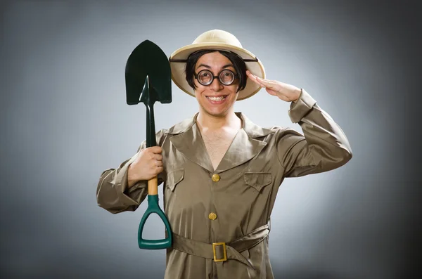 Funny man with the spade — Stock Photo, Image