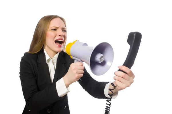 Funny businesswoman isolated on white — Stock Photo, Image