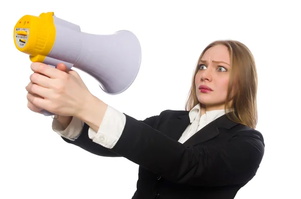 Divertente donna d'affari isolato su bianco — Foto Stock