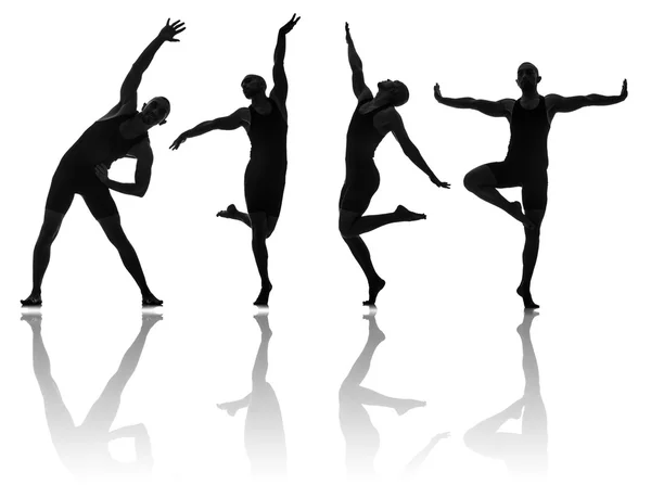 Silhouette di ballerini nel concetto di danza — Foto Stock