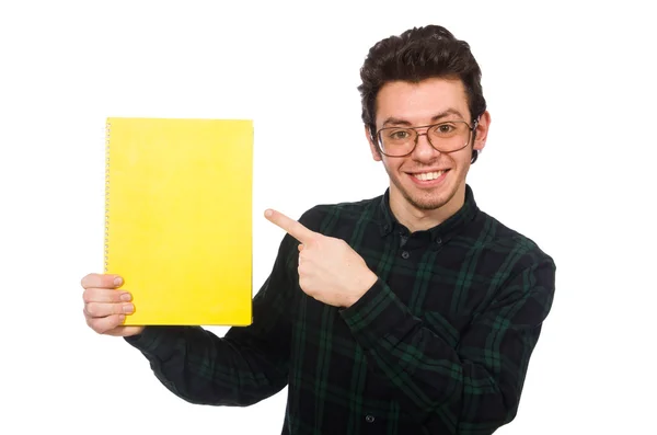 Grappige student geïsoleerd op de witte — Stockfoto