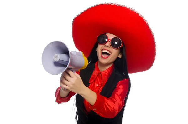 Mexikói nő fehér vicces koncepció — Stock Fotó