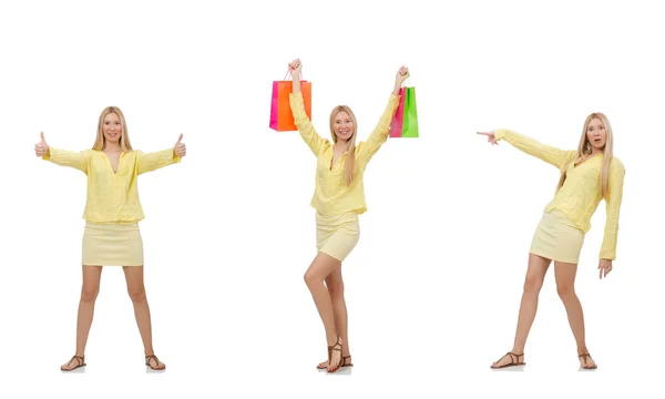 Collage di donna con shopping bags — Foto Stock