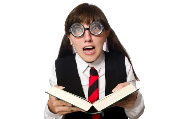 Funny nerd student isolated on white — Stock Photo, Image