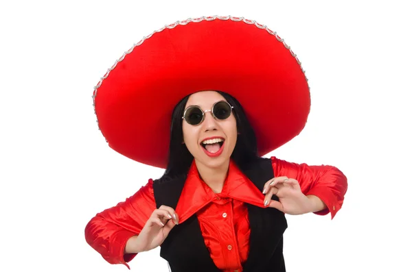 Mexican woman in funny concept on white — Stock Photo, Image