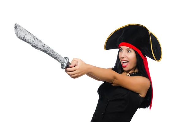 Donna pirata isolato su bianco — Foto Stock