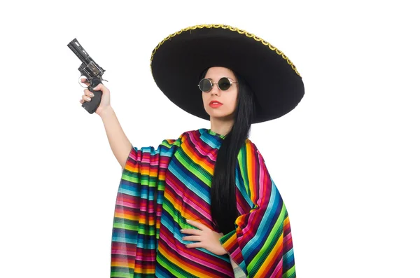 Mulher mexicana em conceito engraçado em branco — Fotografia de Stock