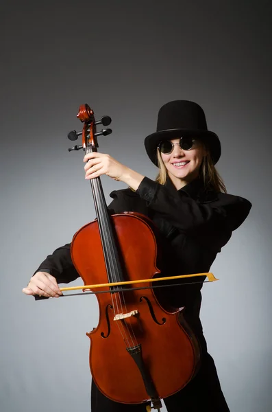 Woman playing classical cello in music concept — Stock Photo, Image