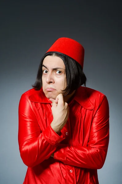 Man wearing red fez hat — Stock Photo, Image