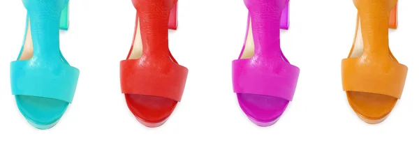 Färgglada kvinna skor isolerade på vitt — Stockfoto