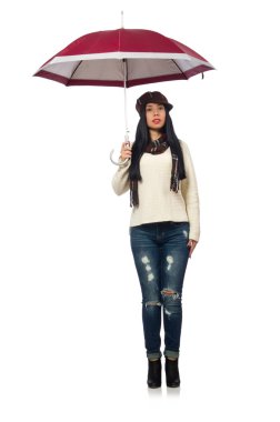 Şemsiyesi olan kadın beyaz tenli