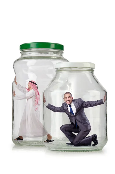 People trapped in the glass jar — Stock Photo, Image