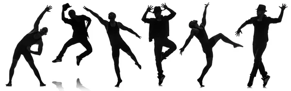 Silhouette di ballerini nel concetto di danza — Foto Stock