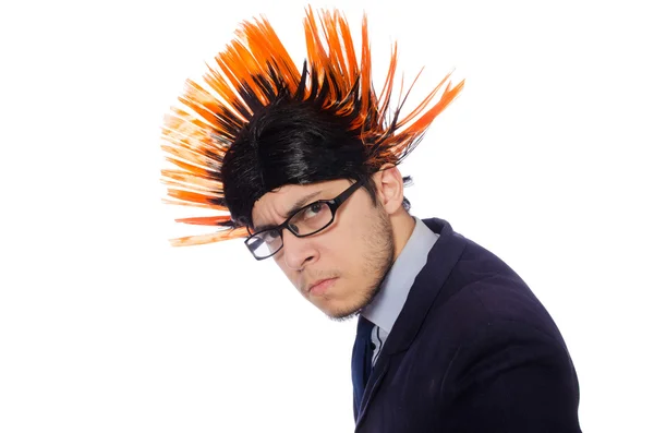 Homem engraçado com penteado mohawk — Fotografia de Stock