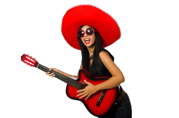 Mexican woman in funny concept on white — Stock Photo, Image