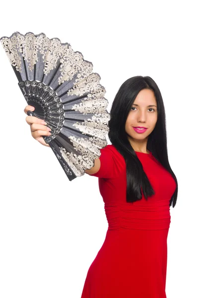 Mujer joven bailando aislada sobre blanco —  Fotos de Stock