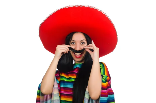 Mujer mexicana en concepto divertido en blanco —  Fotos de Stock