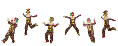 Beyaz renkte izole edilmiş palyaço fotoğrafları.