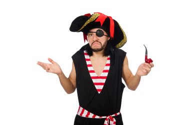 Beyaz arka plan üzerinde izole adam korsan