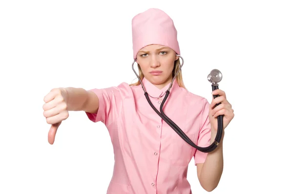 Femme médecin isolé sur blanc — Photo