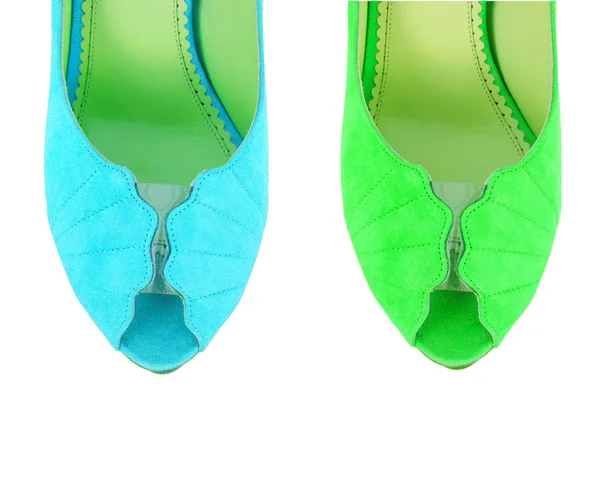 Kolorowe obuwie damskie izolowane na biało — Zdjęcie stockowe