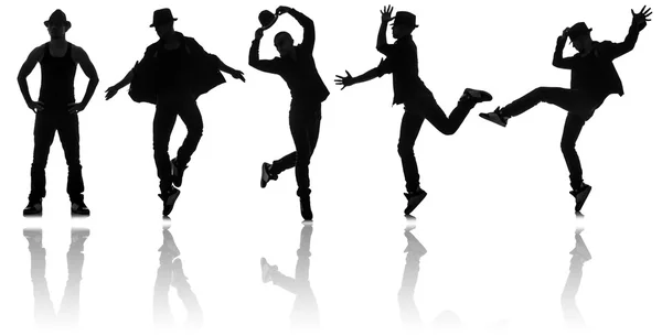 Silhouettes of dancers in dancing concept — Stock Photo, Image